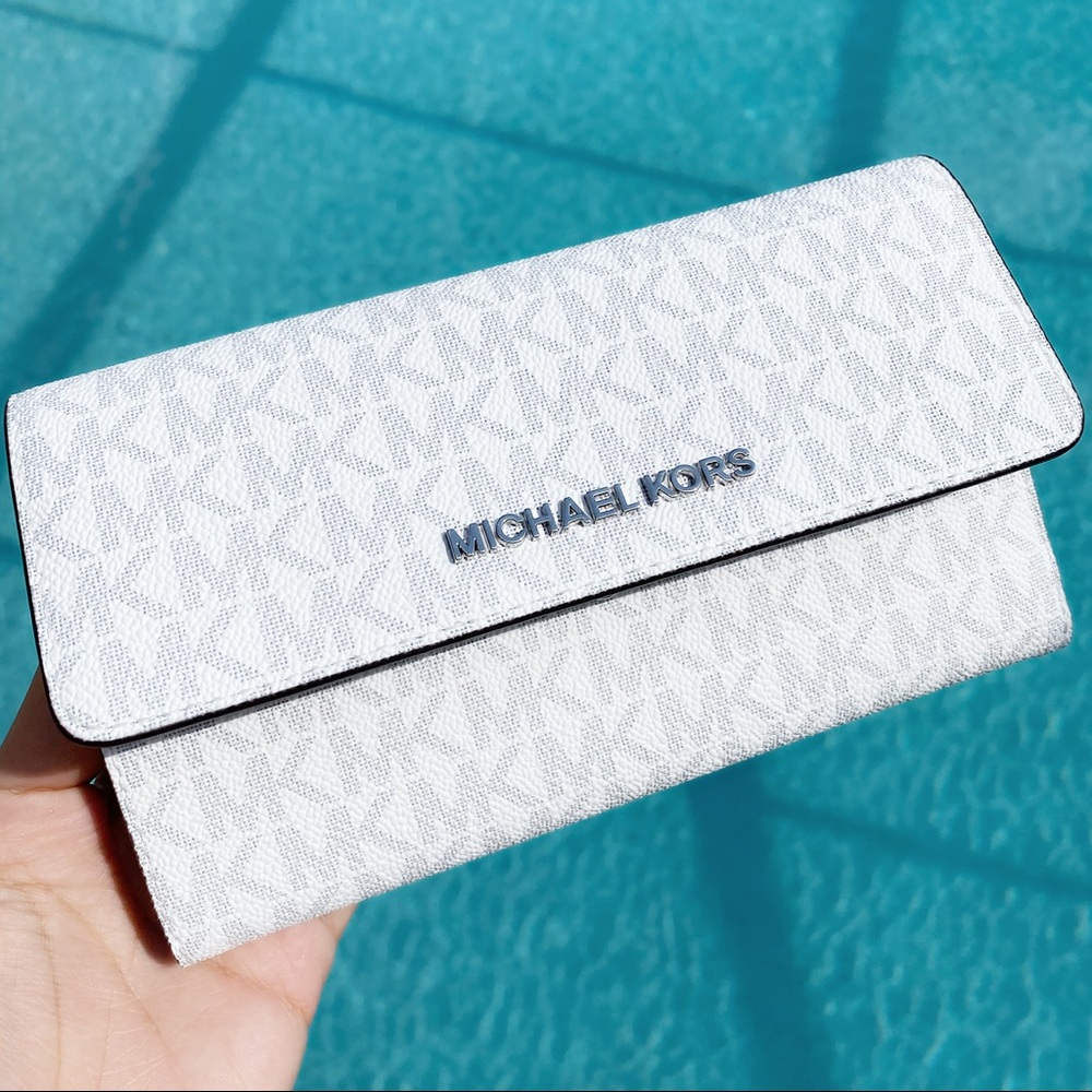 Michael kors large trifold wallet white MK grey - Picture 6 of 7